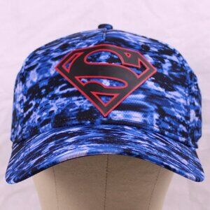 NWT DC Comics Superman Blue Camo Flex Fit Cap L/XL Stretch Hat Camo Streetwear